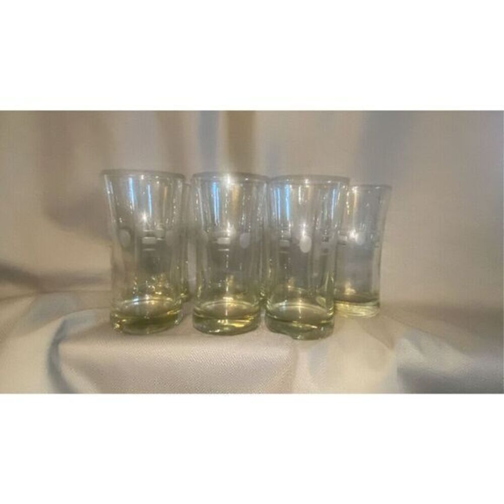 Set Of 7‎ Vintage Retro 10 Oz Etched Glassses
